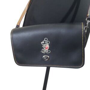Disney X Coach Limited Edition Black Leather Penny Crossbody Bag Mickey Mouse